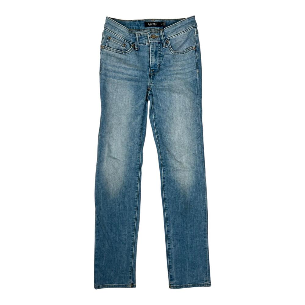Lauren Ralph Lauren Straight Jeans Womens 0 Blue Medium Wash Stretch Denim